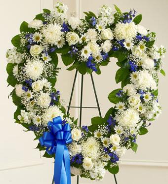 Always Remember Blue &amp; White Floral Heart Tribute